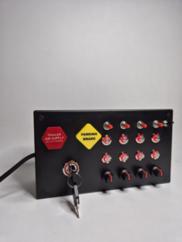 PC USB 31 function button box for truck simulation back-lit red with Trailer air supply and parking brake switches