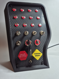 PC USB 3D PRINTED TILTED button box 22 functions back-lit red for truck simulation