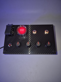 PC USB button Box 3D printed carbon like face plate 16 functions Red back lit buttons with start engine sim racing