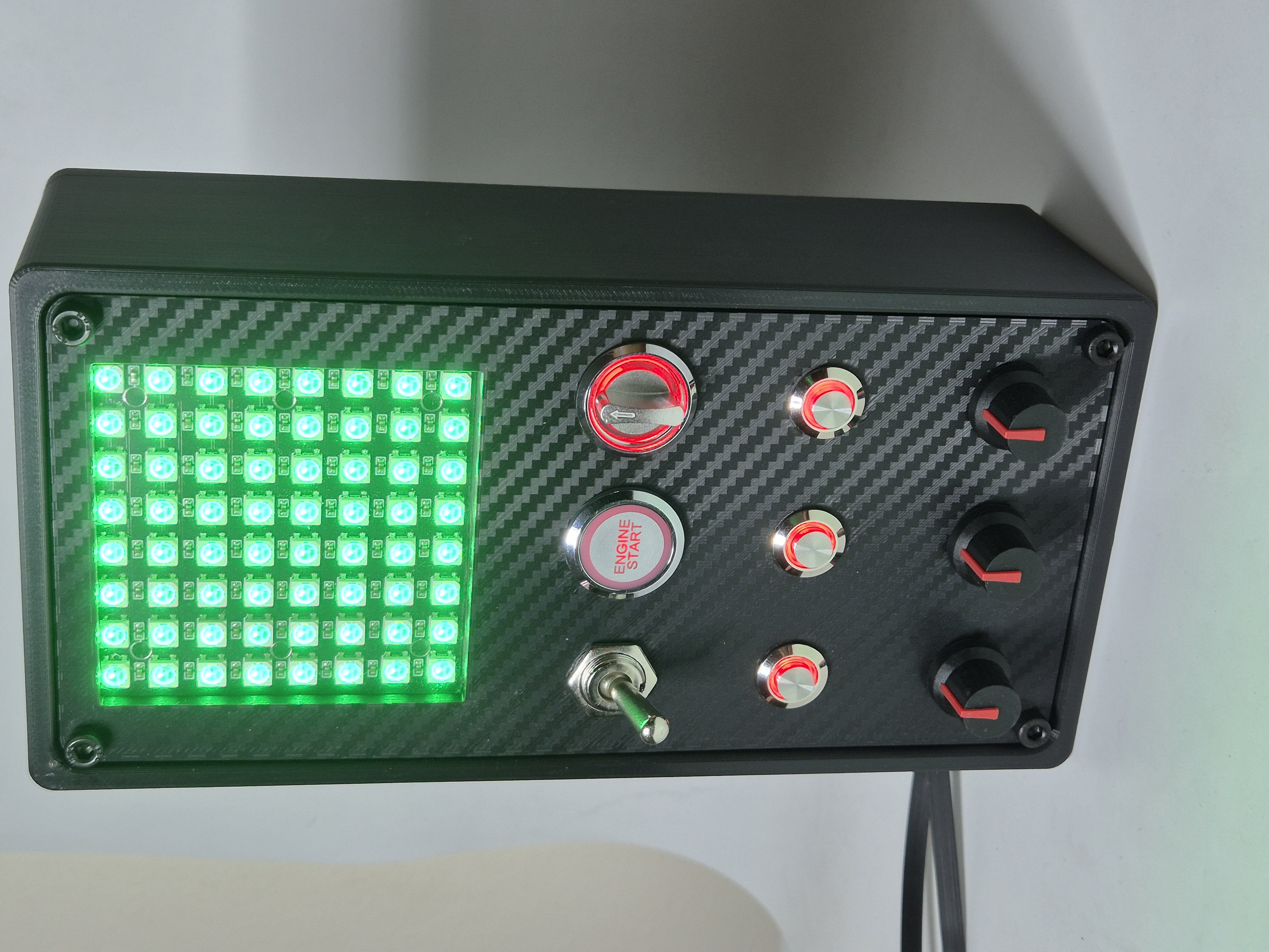 3D PRINTED USB BUTTON BOX WITH FLAG 16 FUNCTIONS BACK-LIT RED FOR SIMRACING
