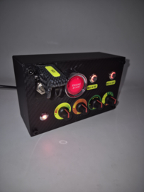 PC USB button Box 3D printed carbon like face plate 16 functions Red back lit buttons with start engine sim racing