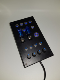 PC USB Button box 27 function metallic back lit Blue for flight simulators and sim racing