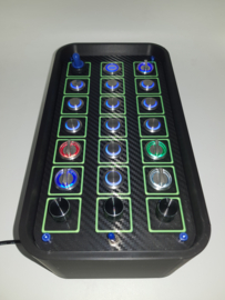 Pc Usb button box 3D printed carbon style with neon squares 29 functions back-lit Blue for Sim Racing