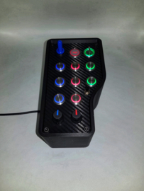 Pc Usb button box 3D printed carbon style 18 functions back-lit Red, blue & green for Sim Racing