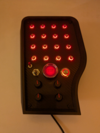 Pc Usb button box 3D printed carbon style tilted centre console 31 functions back-lit Red for Sim Racing