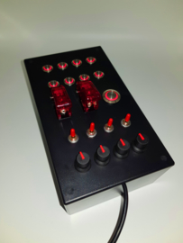 PC USB Button box 27 function metallic back lit Red for flight simulators and sim racing