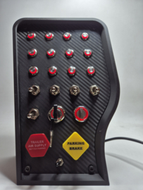 PC USB 3D PRINTED TILTED button box 22 functions back-lit red for truck simulation