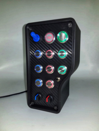 Pc Usb button box 3D printed carbon style 18 functions back-lit Red, blue & green for Sim Racing