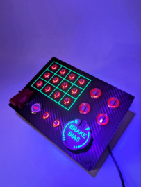 Pc Usb button box 3D printed carbon style with neon squares 26 functions back-lit Red with B BIAS for Sim Racing