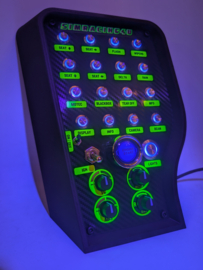 Pc Usb button box 3D printed carbon style tilted centre console 31 functions back-lit Blue for Sim Racing