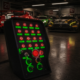 Pc Usb button box 3D printed carbon style tilted centre console 31 functions back-lit Red for Sim Racing