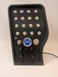 Pc Usb button box 3D printed carbon style tilted centre console 31 functions back-lit Blue for Sim Racing