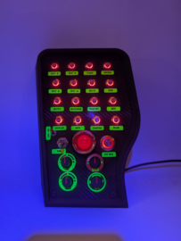 Pc Usb button box 3D printed carbon style tilted centre console 31 functions back-lit Red for Sim Racing
