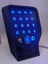 Pc Usb button box 3D printed carbon style tilted centre console 31 functions back-lit Blue for Sim Racing