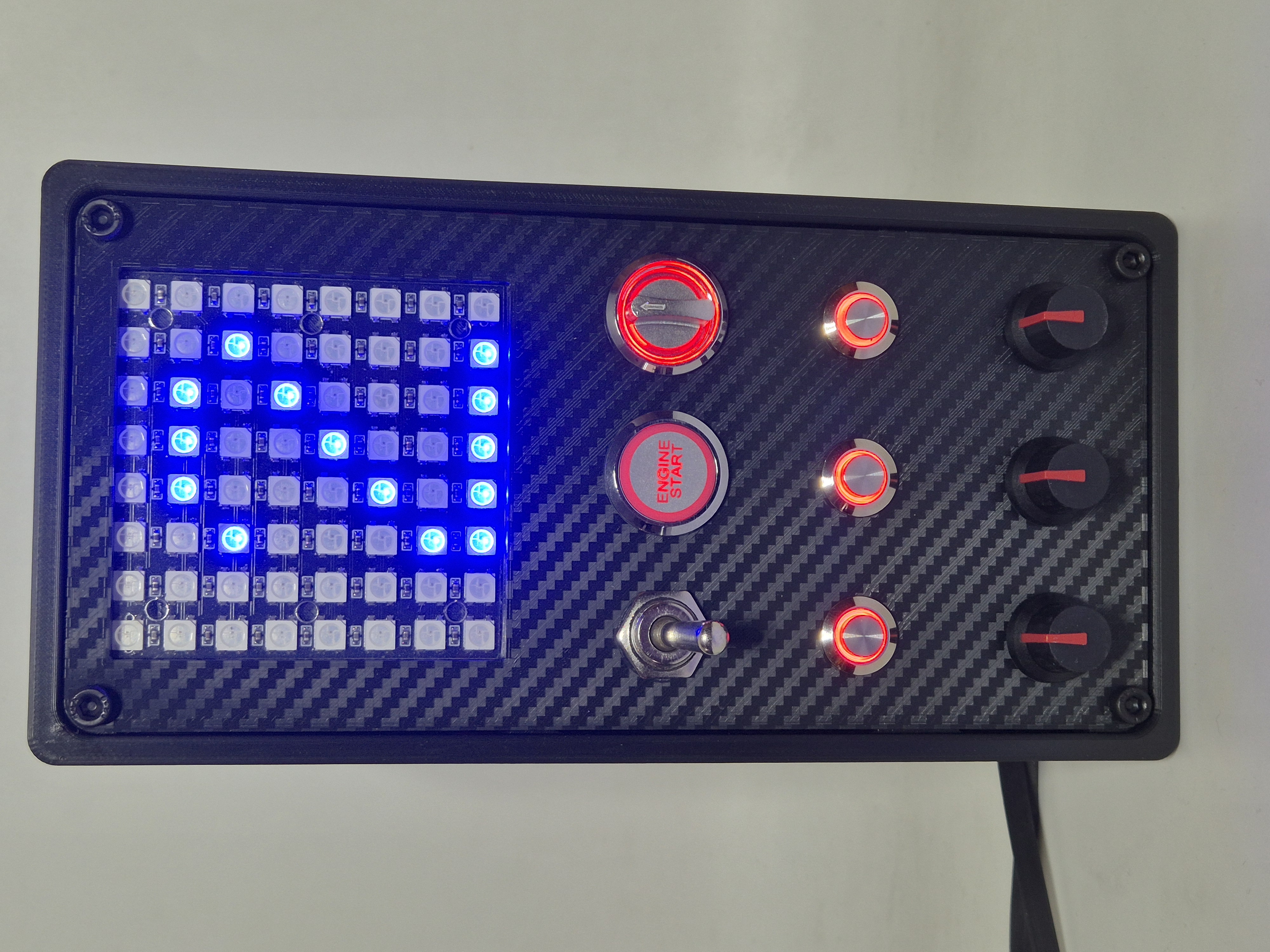 3D PRINTED USB BUTTON BOX WITH FLAG 16 FUNCTIONS BACK-LIT RED FOR SIMRACING