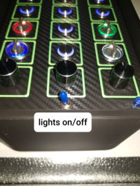 Pc Usb button box 3D printed carbon style with neon squares 29 functions back-lit Blue for Sim Racing