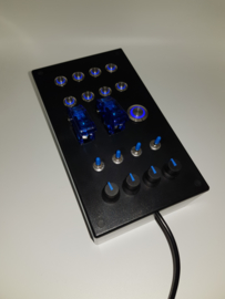 PC USB Button box 27 function metallic back lit Blue for flight simulators and sim racing