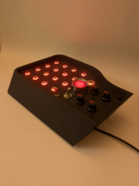 Pc Usb button box 3D printed carbon style tilted centre console 31 functions back-lit Red for Sim Racing