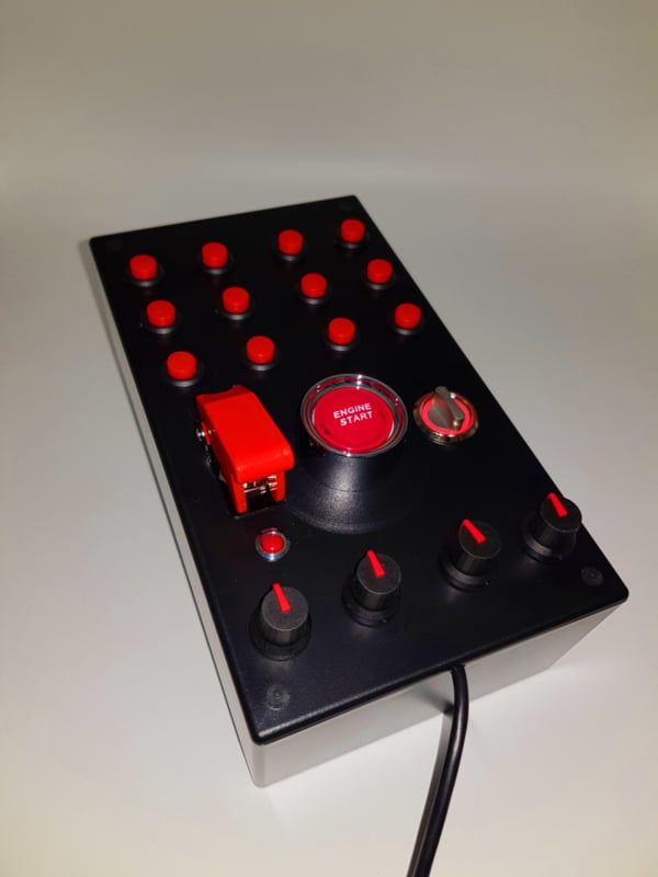 数量限定・即納特価!! PCシムレース用ボタンボックス（赤、突起、黒