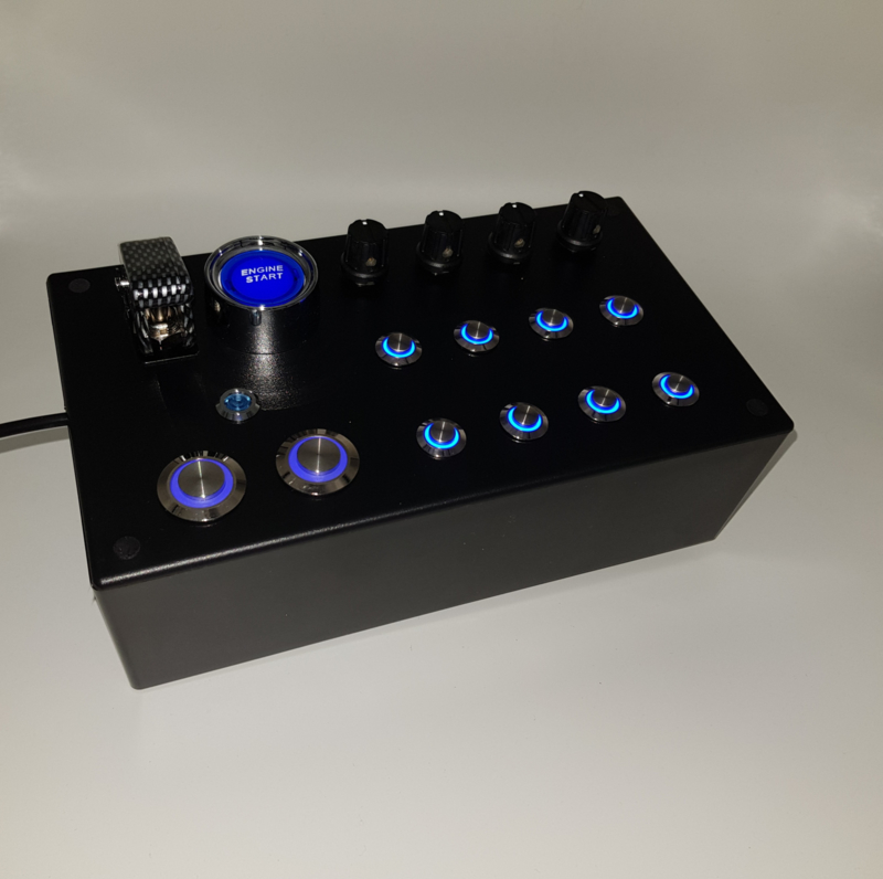 PC  or PS4 USB 24 function all metallic buttons back lit Blue  Button Box simracing or flight simulation