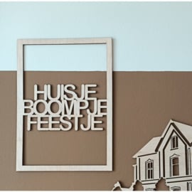 Houten quote poster - Huisje...