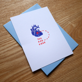 You are here - greeting card with heart