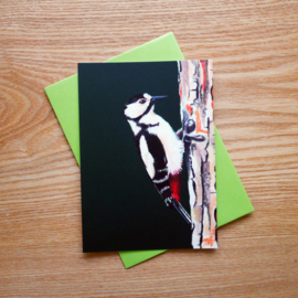 Great Spotted Woodpecker postcard with envelope