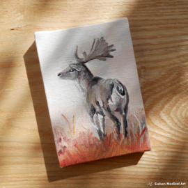 Stag tiny oil painting, 7x10 cm