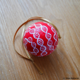 Handgeschilderde houten kerstbal 'DNA streng'