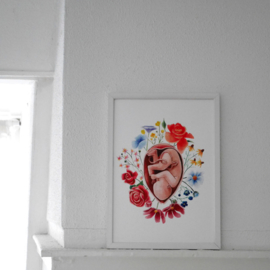Floral fetus A4 art print