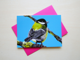 Great tit postcard with envelope