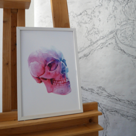 Pink skull A4 art print