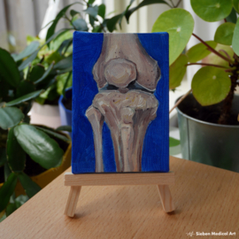 Medisch olieverf schilderij anatomie van de knie