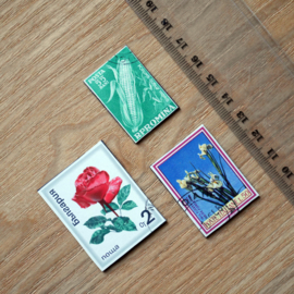 Handgemaakte postzegel koelkastmagneten, set W