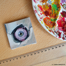 Anatomy of the eye 2: tiny oil painting on canvas, 7x7 cm