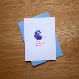 You are here - greeting card with heart