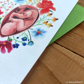 Botanische baby wenskaart met envelop