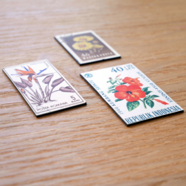 Handmade floral postage stamp magnets, set X