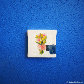'A tiny bouquet' tiny painting, oil on canvas, 5x5 cm