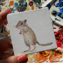 Oil painting of a tiny gerbil