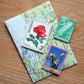 Handmade floral postage stamp magnets, set W
