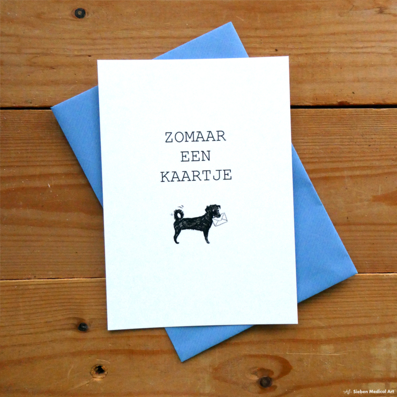 wenskaart met hond: zomaar een kaartje met envelop