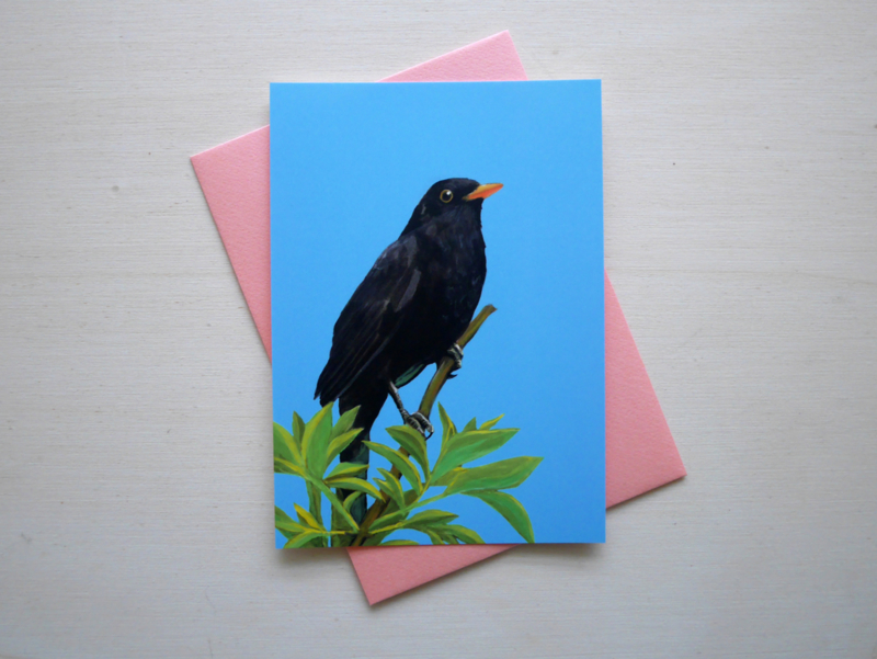 Blackbird postcard with envelope