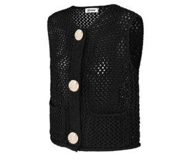 GEBREIDE KORTE BLOUSE - ZWART