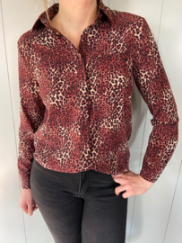 BLOUSE LEOPRINT - BORDEAUX