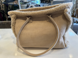 SUEDINE TAS MET TEDDY - BEIGE
