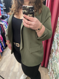 OVERSIZED BLAZER MET GEPLOOIDE MOUWEN - OLIJFGROEN