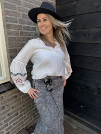 BLOUSE MET PATROON - WIT