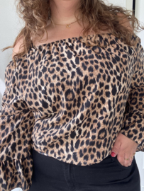 BLOUSE MET FLARED MOUWEN - LEOPARD