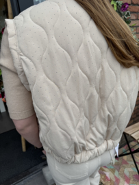 BODYWARMER MET STRASS - BEIGE